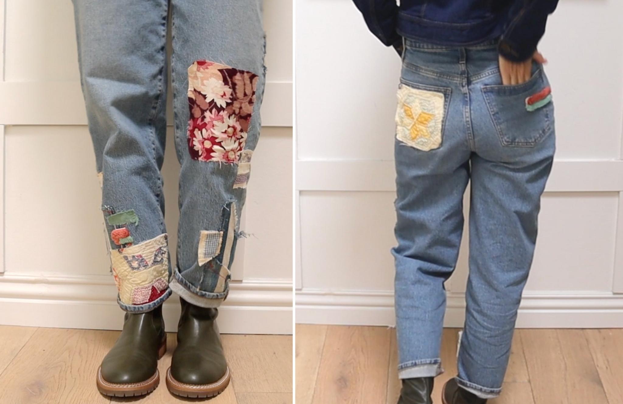 DIY No Sew Anthropologie Jeans Thrift Flip (Video Tutorial) - Bella ...